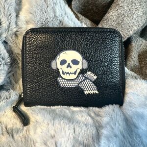 RARE NEW Coach Bonesy Leather Zippy Wallet with Winter Skull. NWT. Giftable $245